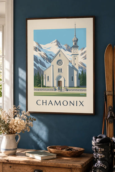 Poster della chiesa di Saint-Michel di Chamonix : incorniciato alla parete
