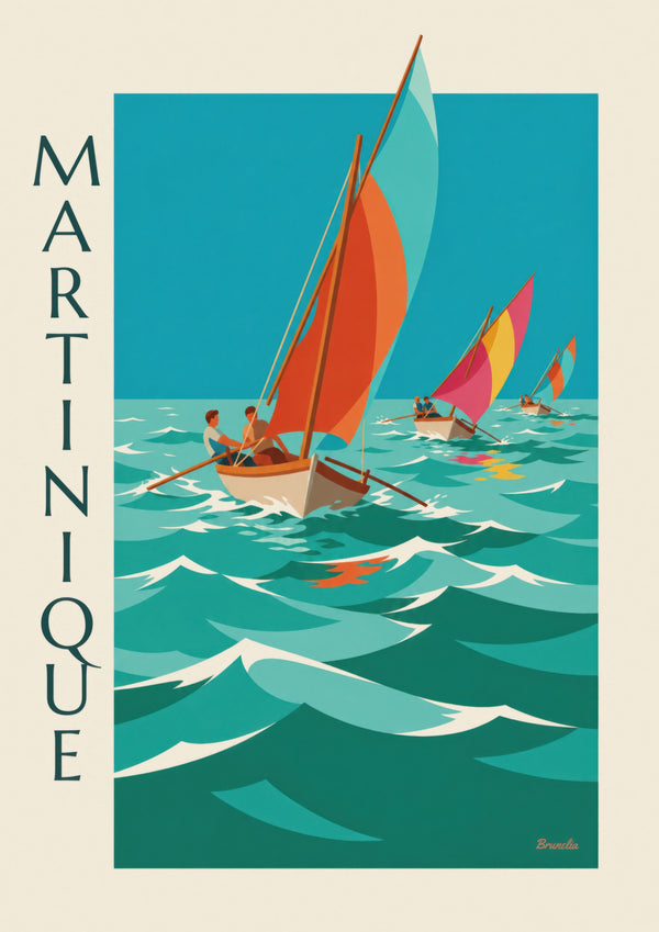 Poster della Martinica, corsa di yole dalle vele colorate