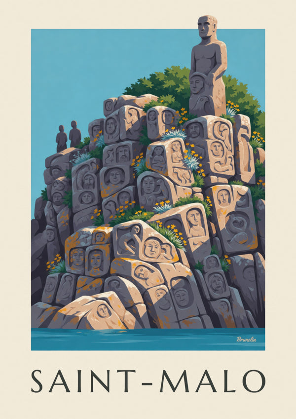 Poster delle rocce scolpite di Rothéneuf a Saint-Malo