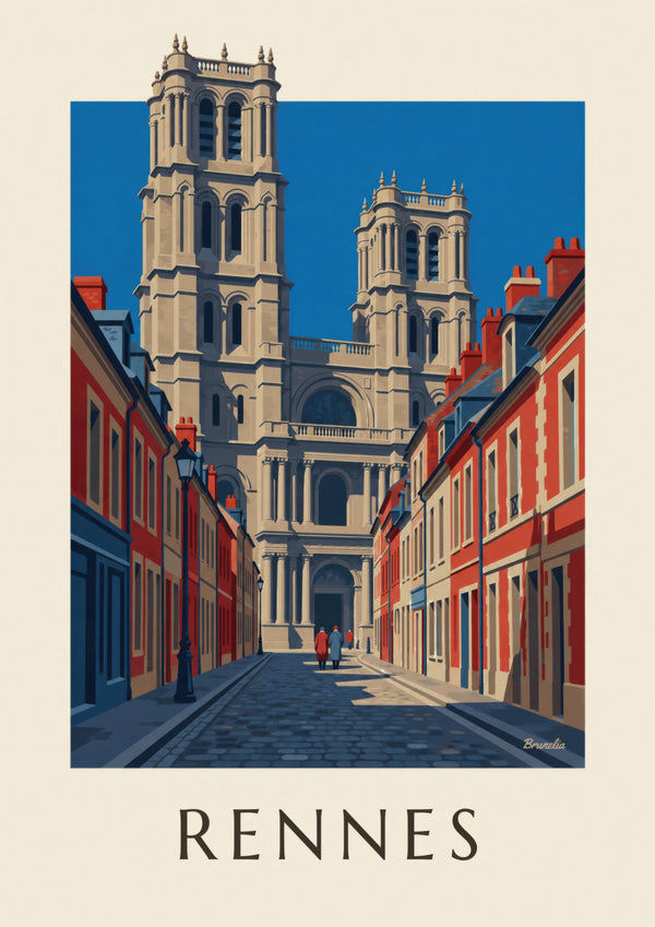 Poster di Rennes, la cattedrale Saint-Pierre e le sue torri