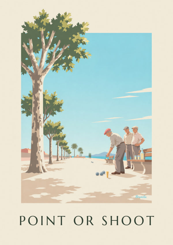 Affiche partie de pétanque sous les platanes