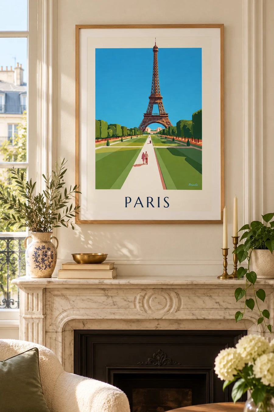 Poster Tour Eiffel vista dai prati del Champ-de-Mars: incorniciato alla parete