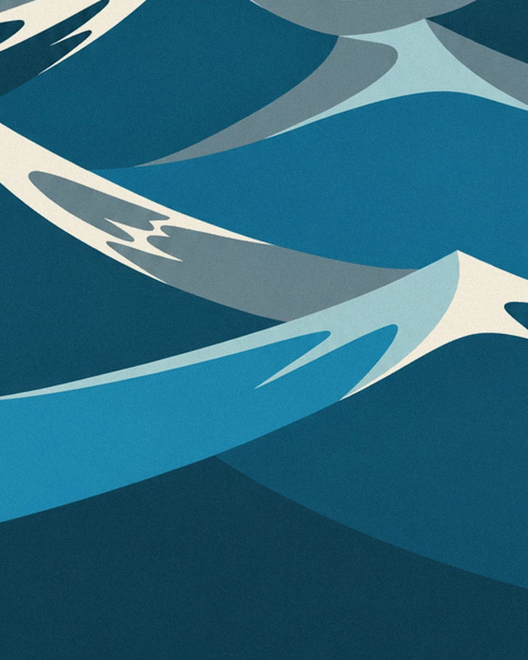 Poster megattera che si immerge nell'oceano, con la coda sollevata: dettaglio in primo piano