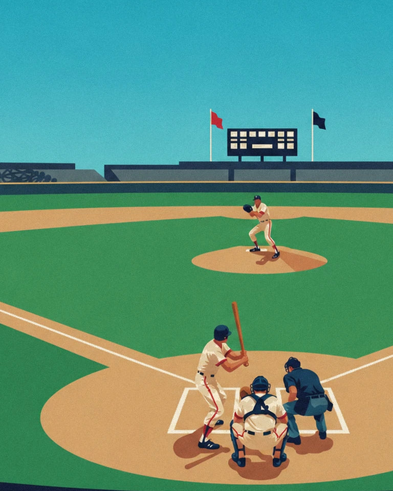 Poster partita di baseball vista dagli spalti in un pomeriggio: dettaglio in primo piano