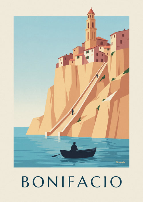Poster scalinata del re d'Aragona nella scogliera di Bonifacio: il poster intero