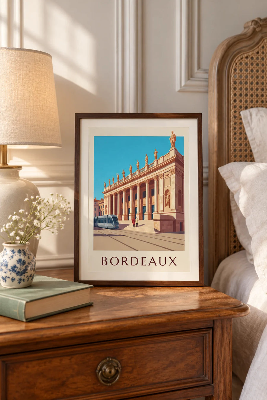 Poster del Grand Théâtre e di place de la Comédie a Bordeaux: formato piccolo A4 con cornice