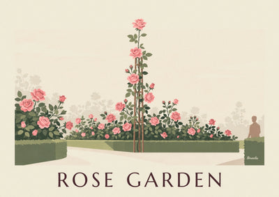 Poster con rosa rampicante in stile incisione botanica: il poster intero