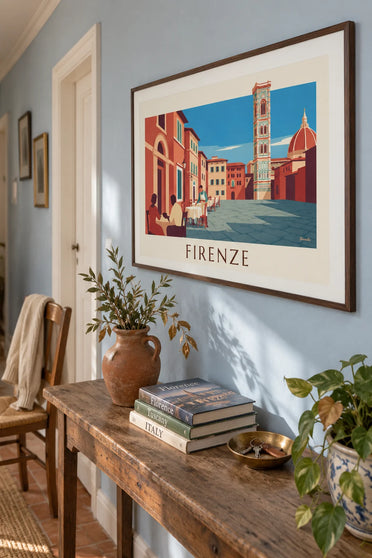 Poster terrazza di un caffè di fronte al Duomo di Firenze: incorniciato alla parete