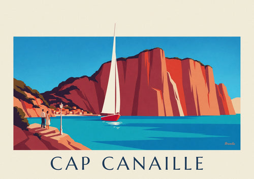 Poster veliero ai piedi delle scogliere rosse di Cap Canaille: il poster intero