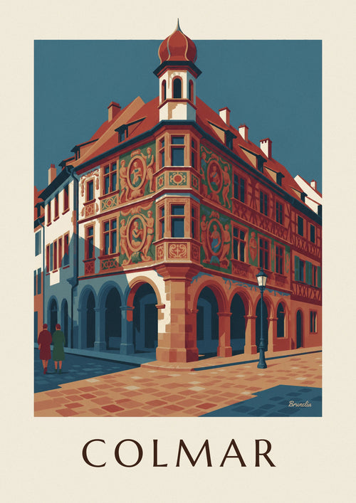 Poster Maison Pfister con la sua galleria in legno scolpito a Colmar: il poster intero