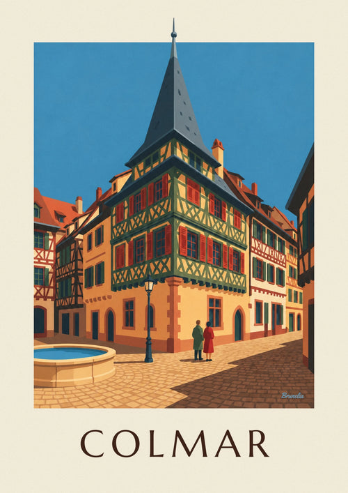 Poster of the Maison Pfister and its carved wooden gallery in Colmar: the full poster