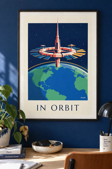 Poster stazione spaziale in orbita attorno alla Terra: incorniciato alla parete