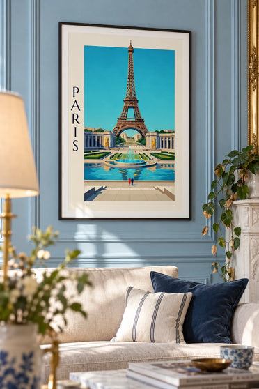 Poster Palais de Chaillot e fontane del Trocadéro a Parigi: incorniciato alla parete