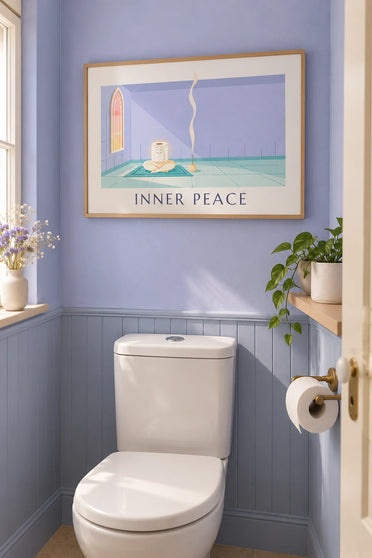 Poster rotolo di carta igienica in meditazione zen: incorniciato al muro