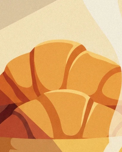 Les courbes dorées d'un croissant et ses bandes de pâte aux tons orangés