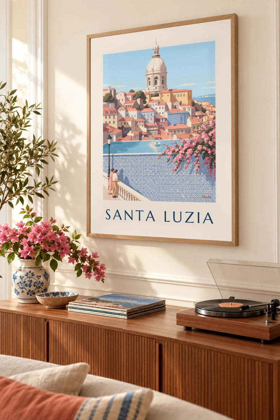 Poster del miradouro di Santa Luzia e dei suoi azulejos a Lisbona: incorniciato alla parete
