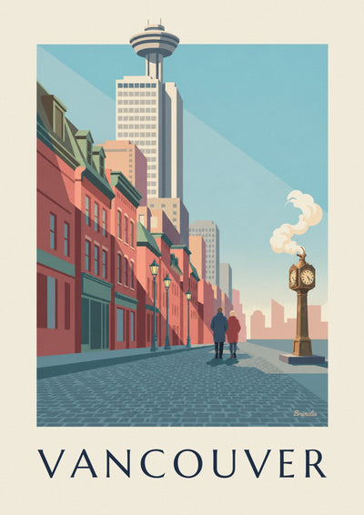 Poster orologio a vapore di Gastown a Vancouver: il poster intero