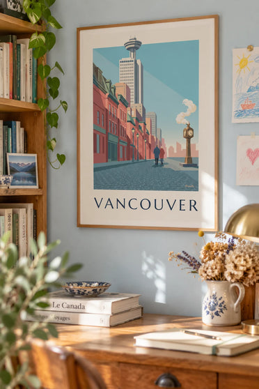 Poster orologio a vapore di Gastown a Vancouver: con cornice appeso al muro