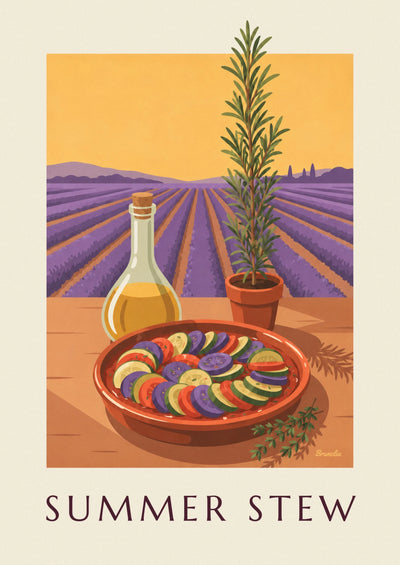 Poster ratatouille in una teglia di terracotta della Provenza: il poster intero
