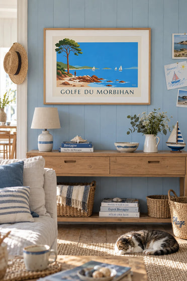 Poster del golfo del Morbihan, isole e barche a vela: incorniciato alla parete