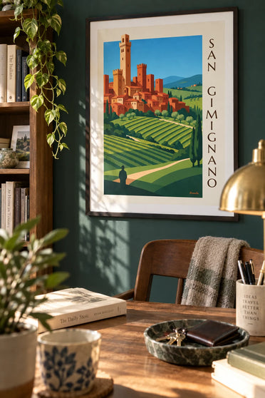 Poster torri medievali di San Gimignano in Toscana: stampa incorniciata alla parete
