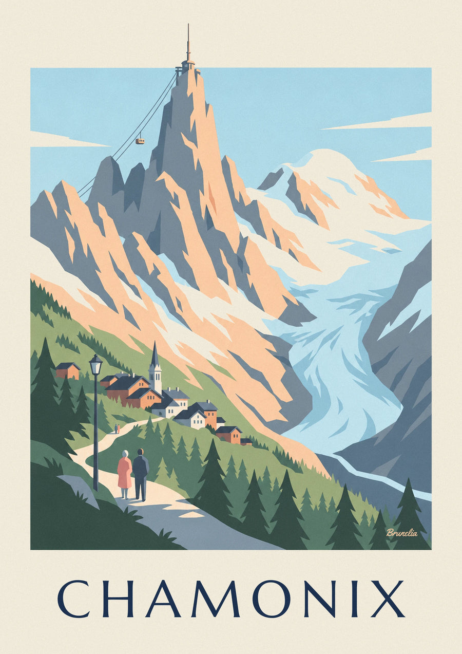 Poster massiccio del Monte Bianco visto da Chamonix