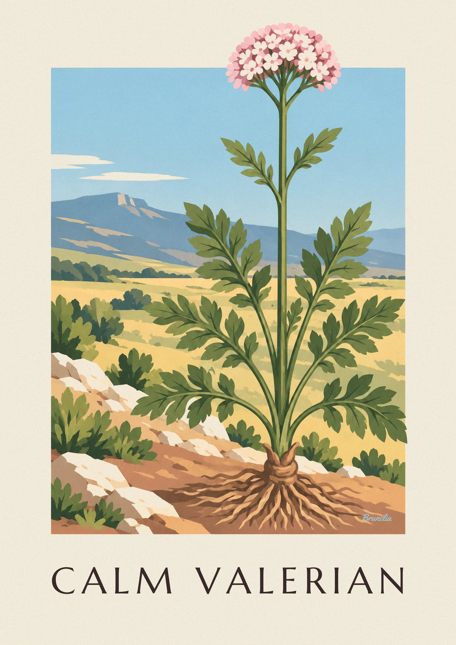 Valerian medicinal plant poster