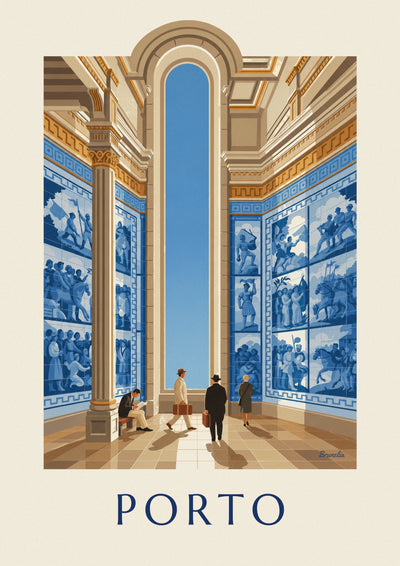 Poster azulejos della stazione di São Bento a Porto: il poster intero