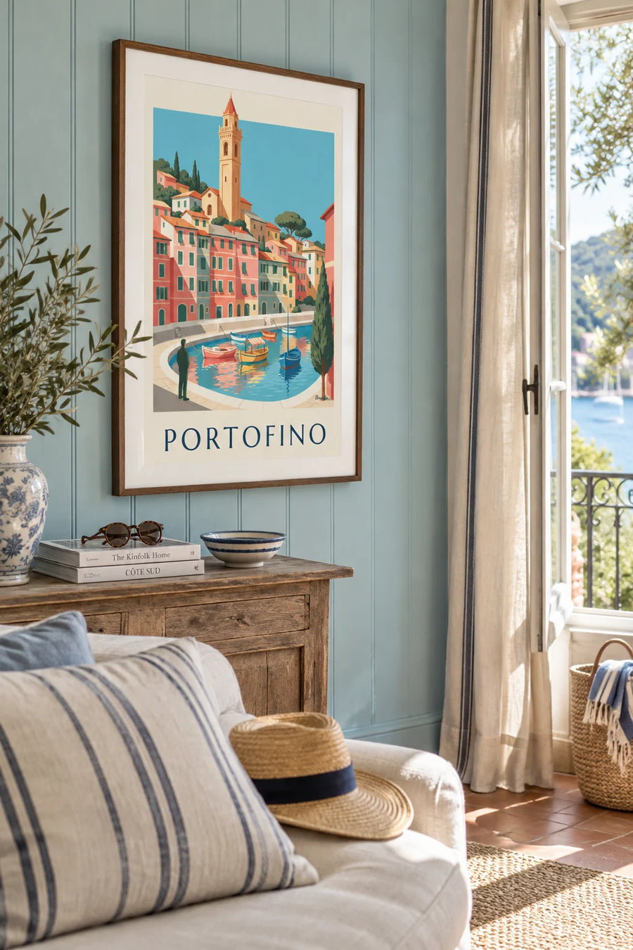 Poster barche colorate nel porto di Portofino: incorniciato al muro