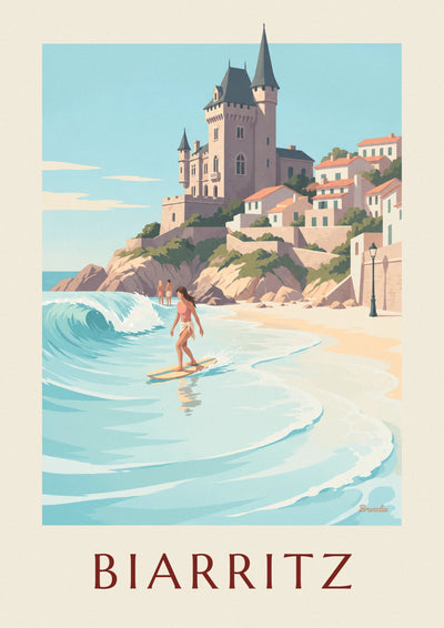 Poster longboarder alla Côte des Basques di Biarritz: il poster intero