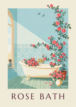 Vasca da bagno con piedini e mazzi di rose