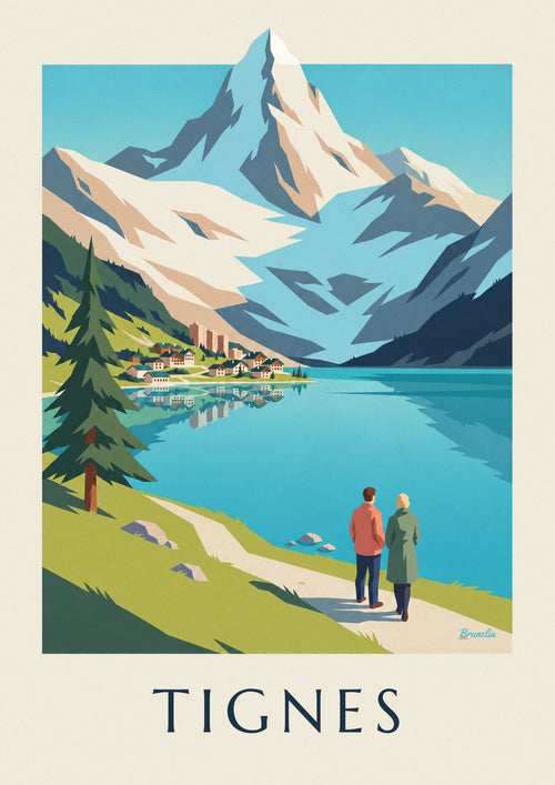 Poster lago di Tignes e vette innevate della Grande Motte: il poster intero