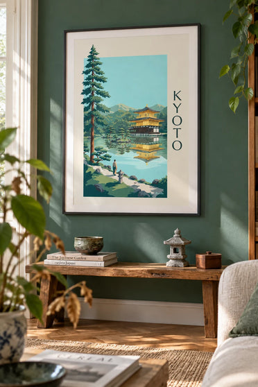 Poster padiglione d'oro Kinkaku-ji a Kyoto: incorniciato alla parete