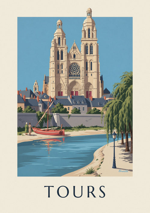 Affiche cathédrale de Tours et bords de Loire : l'affiche entière