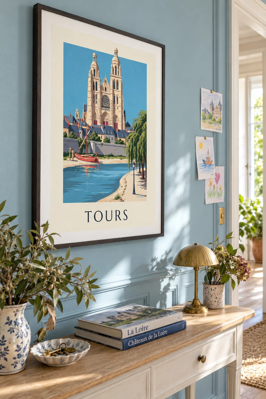 Affiche cathédrale de Tours et bords de Loire : encadrée au mur