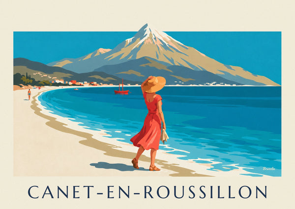 Affiche femme au bord de la mer à Canet-en-Roussillon