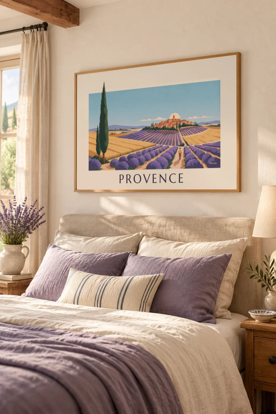 Poster paesaggio provenzale con forme geometriche: incorniciato al muro
