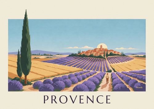 Poster paesaggio provenzale con forme geometriche: il poster intero