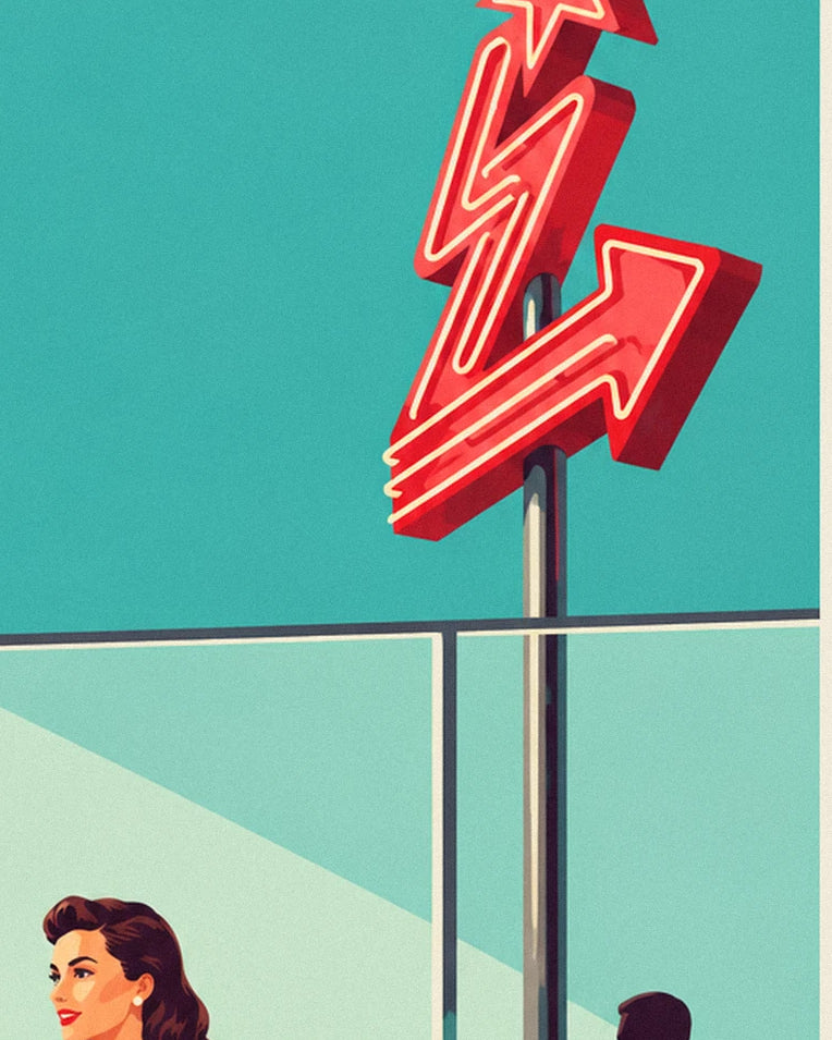 American diner counter pin-up poster: close-up detail