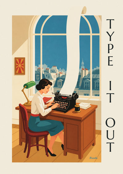 Poster pin-up segretaria alla macchina da scrivere: il poster intero