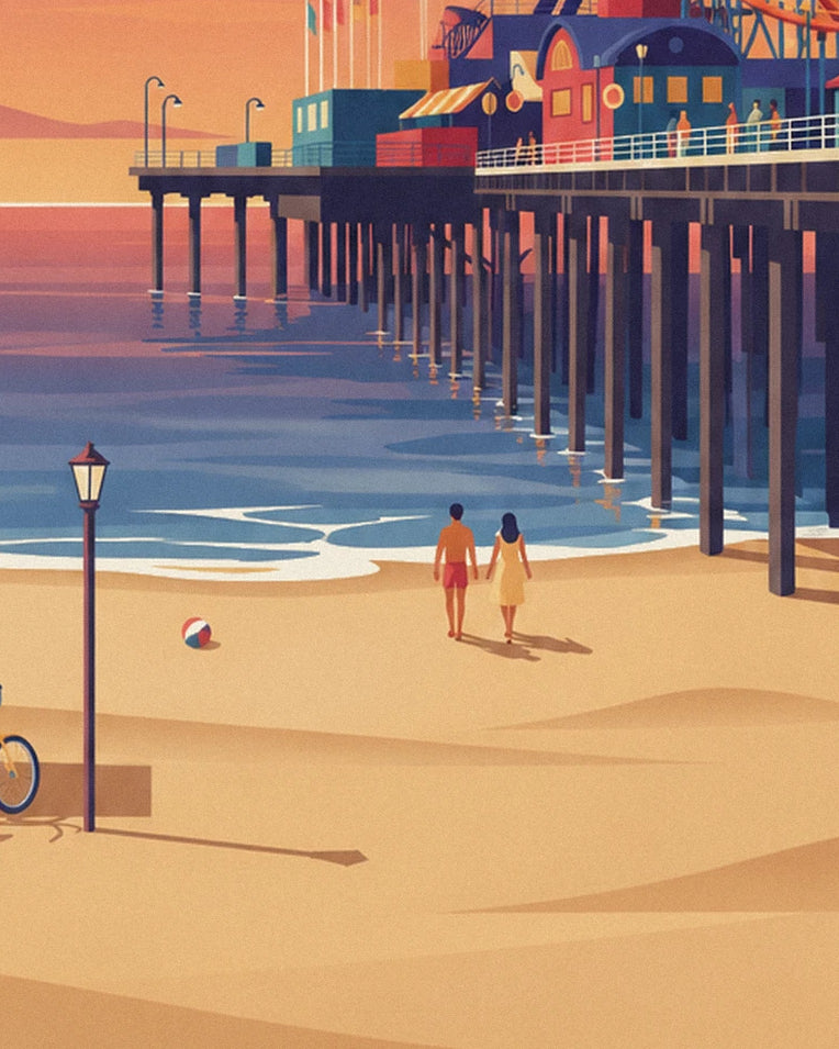 Poster molo di Santa Monica al tramonto: dettaglio in primo piano
