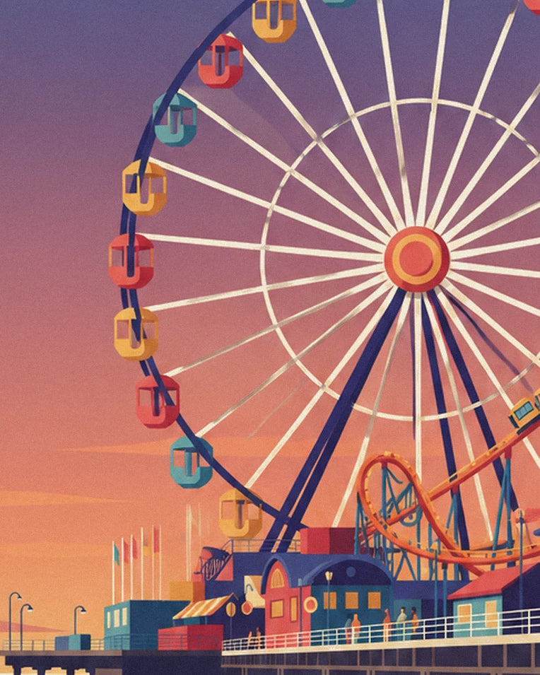 Poster molo di Santa Monica al tramonto: dettaglio in primo piano
