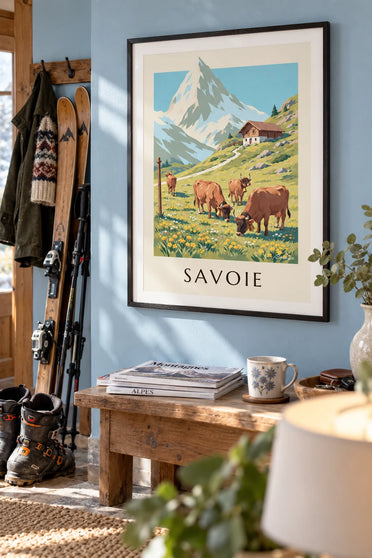 Poster mucche tarine negli alpeggi della Savoia: incorniciato alla parete