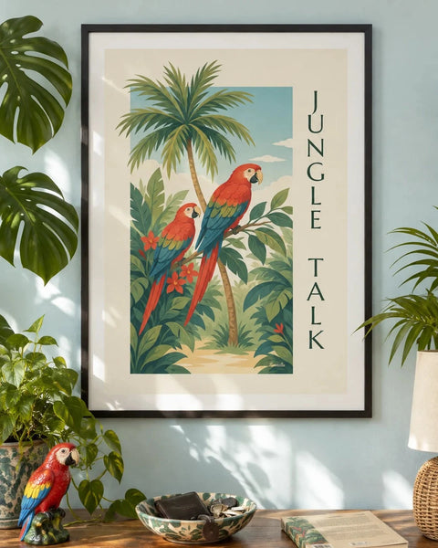 Bird posters: collection poster framed in an interior