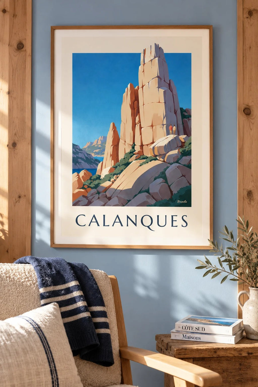 Affiche Grande Candelle, calanques de Sugiton : encadrée au mur