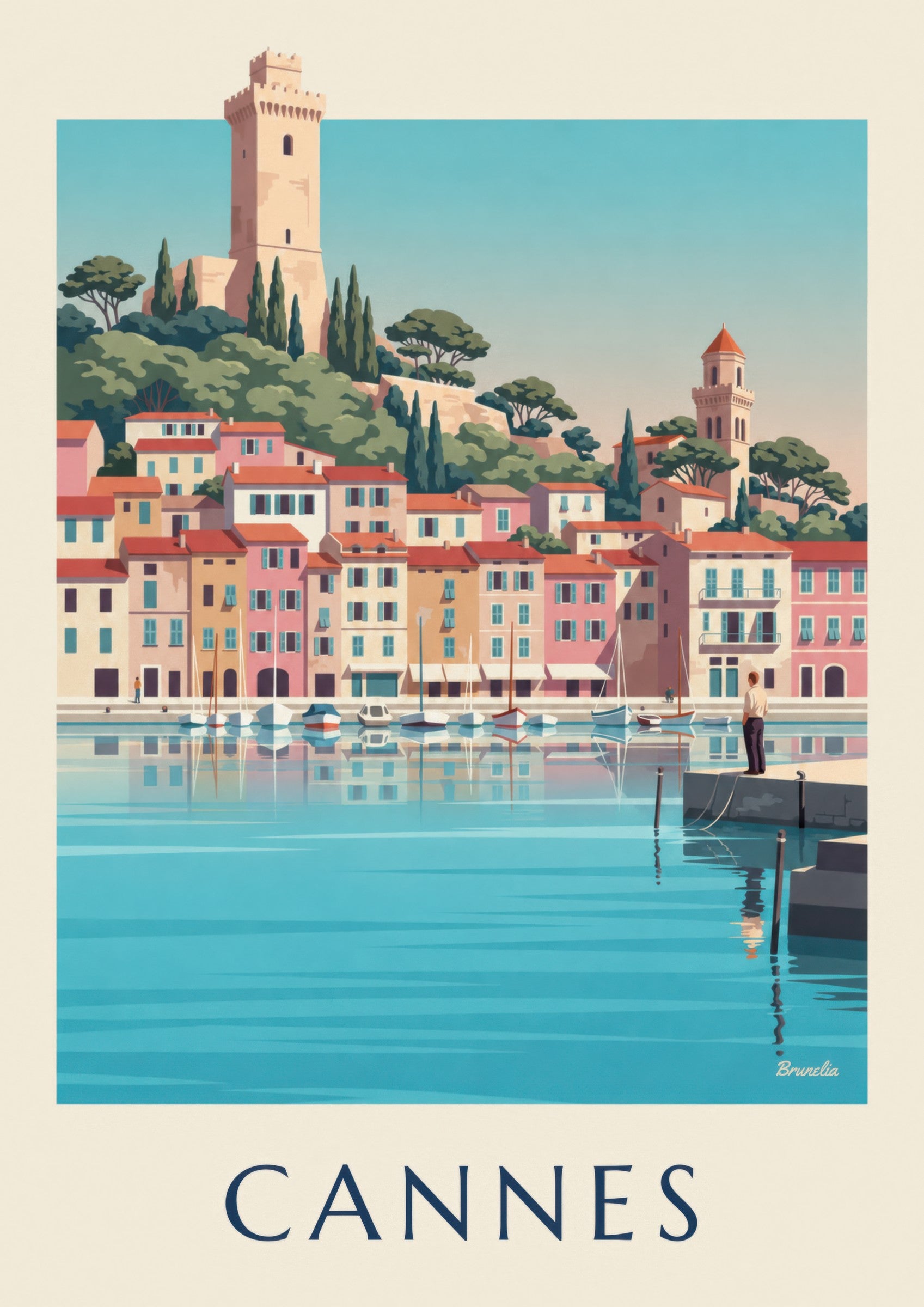 Affiche Vieux-Port de Cannes et Le Suquet: dettaglio in primo piano