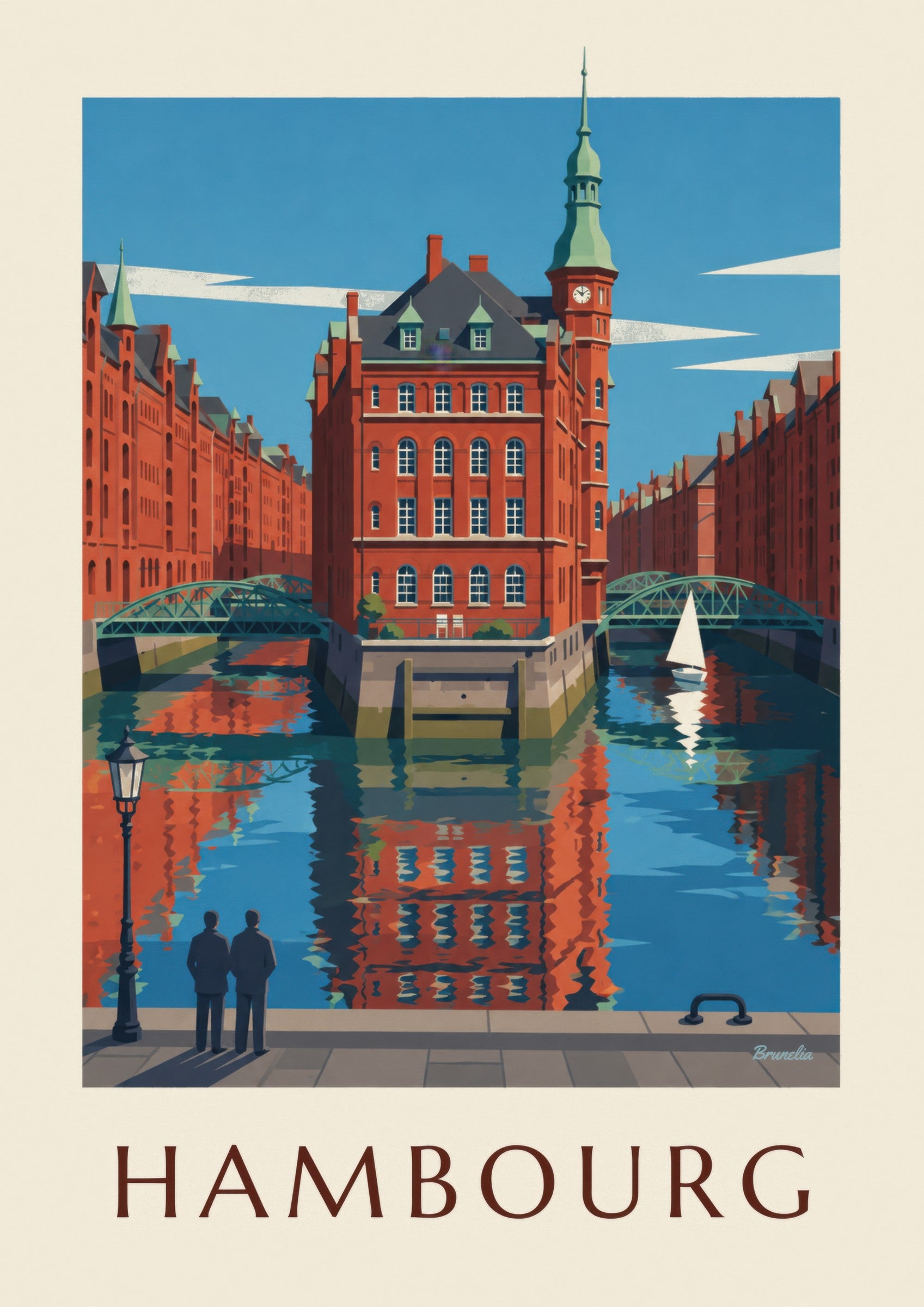 Affiche Speicherstadt de Hambourg, le Wasserschloss: dettaglio in primo piano