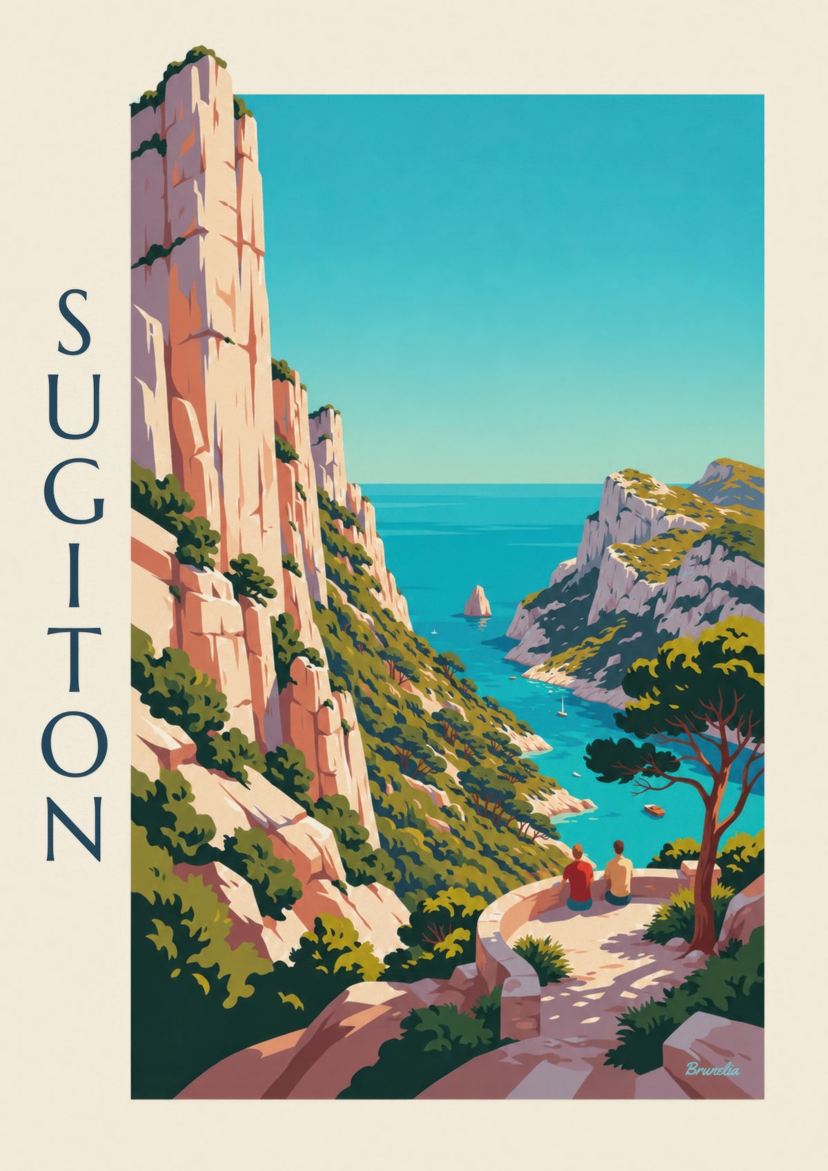 Affiche calanque de Sugiton vue du belvédère