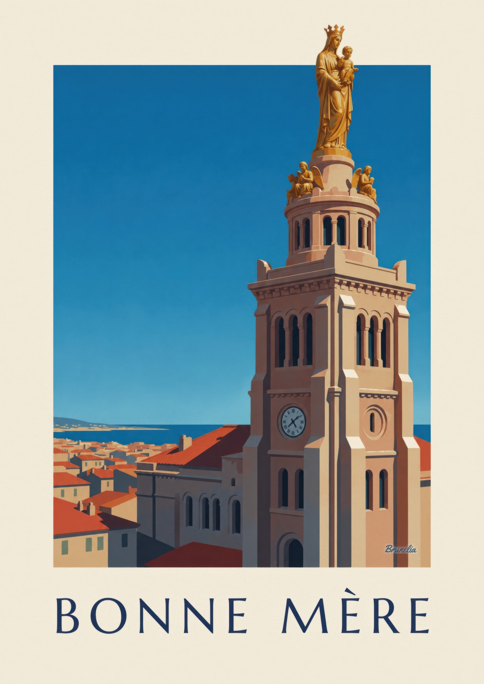 Affiche Bonne Mère dorée à Marseille: dettaglio in primo piano
