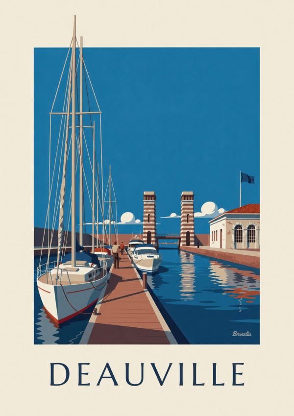 Affiche Port-Deauville marina et voiliers